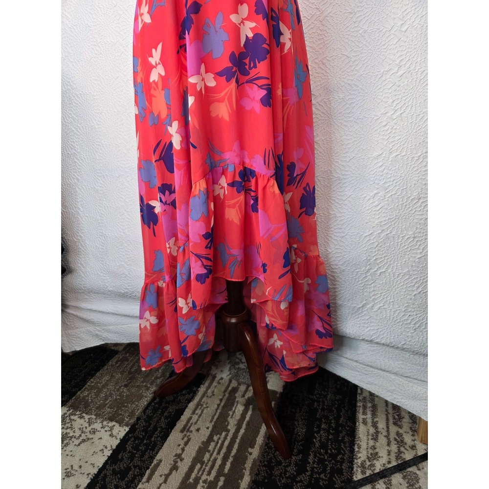 Vince Camuto High Low Halter Dress Womens 2 Pink Orange Floral Good Condition - Picture 4 of 8
